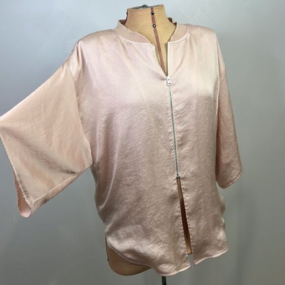 HEI HEI Pale Pink Zip Front Blouse Jacket - Size Medium - Picture 4 of 13